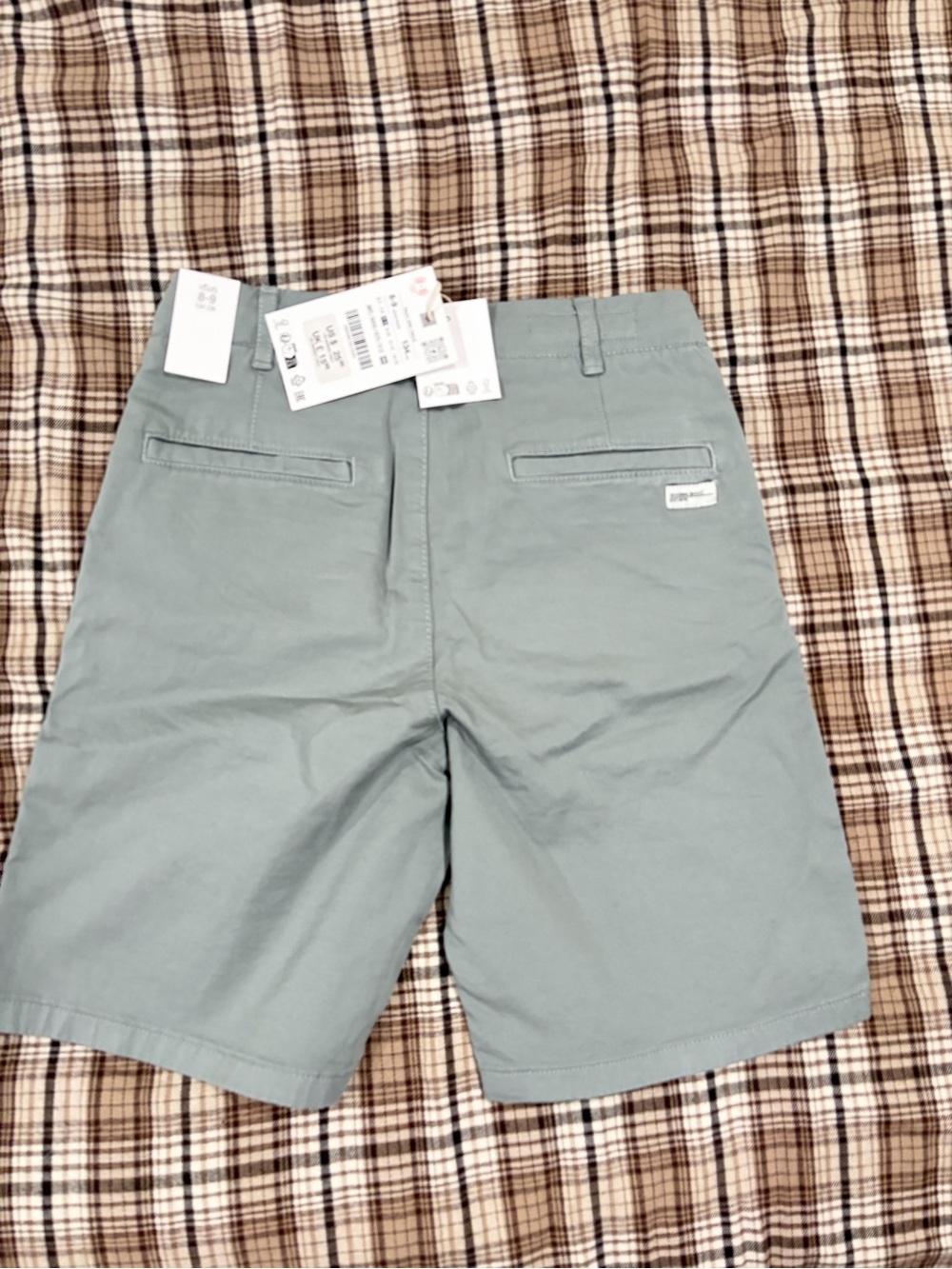 Zara Kids Light Sage Green Flat-Front Chino Shorts